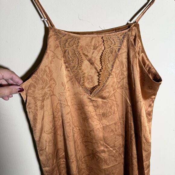 VNTG 90s satin and lace floral print midi slip dress M - Picture 5 of 6